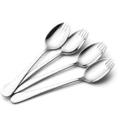 IQCWOOD 304 Stainless Steel Sporks, 4-Pack 7.2-Inch Dishwasher Safe | Mirror Polished Heavy Duty ...