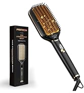 PRITECH Ionic Hair Straightener Brush, 20s Fast Heating 5 Temps Hot Comb | Anti-Scald Ceramic Bri...