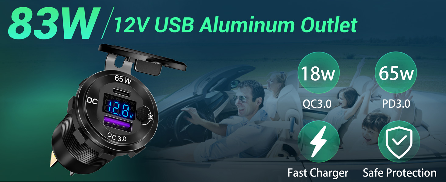 12V USB ALUMINUM