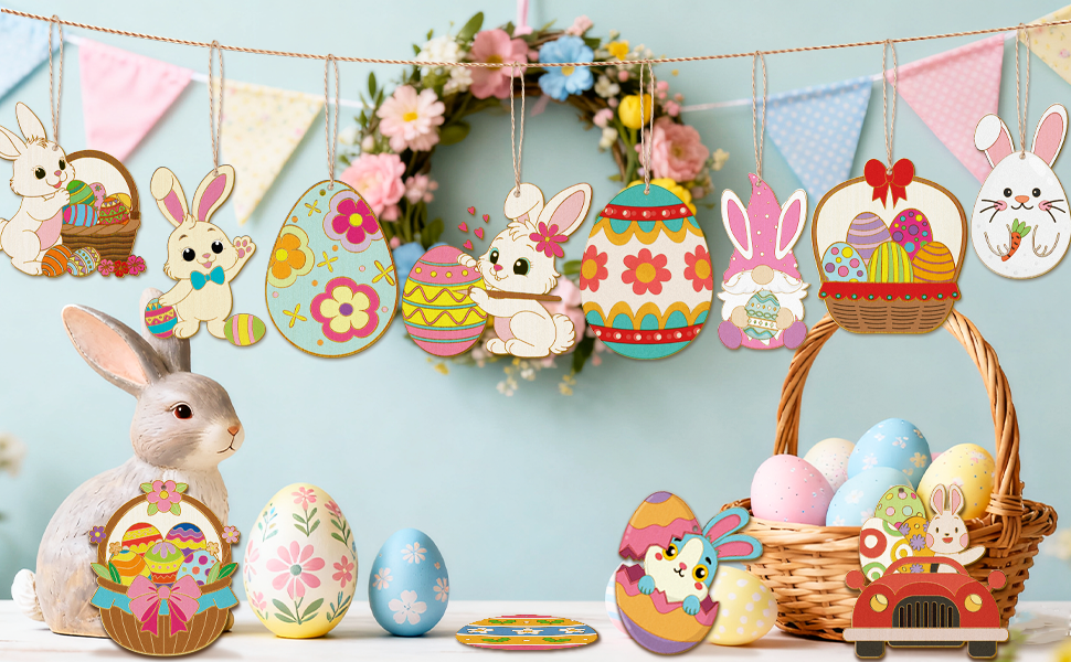 easter wooden rabbit ornaments