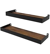 RLAVBL Wall Shelves Set of 2, Rustic Storage Wood Wall Mounted Floating Shelves for Bedroom Livin...