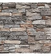 Abyssaly Brick Wallpaper Peel and Stick Faux Stone Brick Stick on Wallpaper 23.6" X 118" Thick Re...