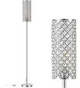 Crystal Floor Lamp for Bedroom Silver, Living Room Floor lamps with Bulb, Modern Tall Lamp for Be...