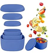 Reusable Nesting Silicone Food Storage Containers, Set of 3 Lunch Box Bento with Lids, Airtight S...