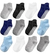 Tphon Non Slip Toddler Socks 12 Pairs Kids Grip Sock for Boys Girls Baby Ankle Socks with Gripper...