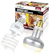 REPTIZOO Reptile Heat Lamp Bulb and UVB 10.0 Reptile Light Combo Pack, 100W Intense Basking Spot ...