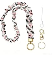 Stretchy Lanyard for ID Badges,Teacher Lanyard for Keys, Cute Neck Lanyard for Women (Black and W...