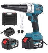 BDJHMP Cordless Brushless Rivet Gun, Portable Automatic 2248lbf Electric Riveter Kit for 1/8" 5/3...