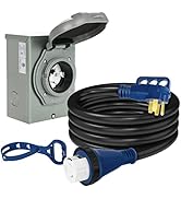 BEBOBLY 30 Amp Power Inlet Box and 15FT Generator Cord, 125V/250V Emergency Power Combo Kit, NEMA...