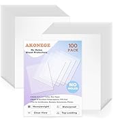 AKONEGE 100 Pack No Holes Sheet Protectors 8.5 x 11 Inch Letter Size Paper Protectors, Top Loadin...
