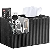 Fanousy Tissue Box Cover Square with Storage, PU Leather Cube Tissue Box Holder, Multifunction Re...