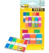 Post-it Flags Combo Pack, 4 On-The-Go Dispensers/Pack, 120 .94 in Wide and 200 .47 in Wide Flags,...
