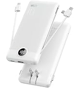 VRURC Portable Charger with Cables and Wall Plug | Power Bank with Cords | 10000mAh Portable Char...