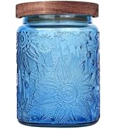 Custde Candy Jar with Airtight Wood Lid 23.7 fl oz Glass Vintage Storage Canister for Kitchen Pan...