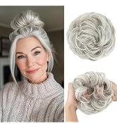 CJL HAIR Large Messy Bun Hair Piece Wavy Curly Scrunchies Synthetic Chignon Ponytail Hair Extensi...