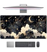 Black Gold Cloud Moon Desk Mat Gaming Desk Pad Large Mouse Pads, XXL Mouse Mat Laptop Keyboard Pa...