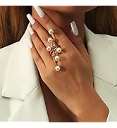 Mnyixsi Fashion Creative Pearl Gold Ring for Women, Vintage Stacking Cluster Pearl Covering Finge...