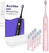 Whitening Electric Toothbrush for Adults and Kids, Rechargeable Toothbrush with 8 Brush Heads & T...