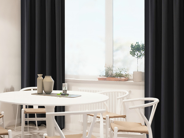 black blackout curtains for dining room
