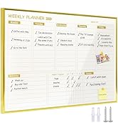 Marribol Gold Weekly Dry Erase Board for Wall,12"x16",Small Magnetic Dry Erase Weekly Calendar Bo...