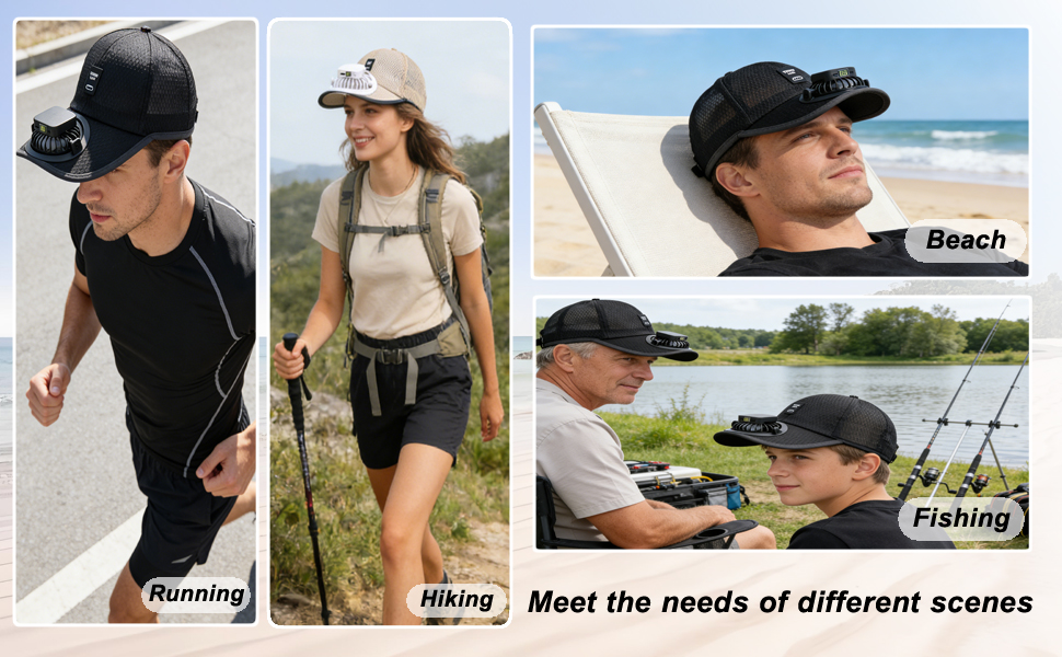 adults summer mesh trucker sun hat cooling fan uv protection beach fishing cap for women men