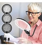 Upgrade Rechargeable 6X Hands Free Magnifying Glass with 24 LEDs Light Flexible Gooseneck HD Larg...