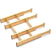 BAMEOS Drawer Dividers Bamboo Organizer 6 Extra Mini Inserts, Cutlery Organizer Adjustable Expand...