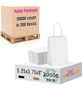 MESHA Gift Paper Bags 20000 PACK 5.25x3.75x8'' White Small Shopping Kraft Bags Bulk with Handles ...