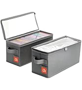 yoyobubu Stackable CD Holder & Storage Case - CD Storage Box Organizer with Lid & Handle - Dustpr...