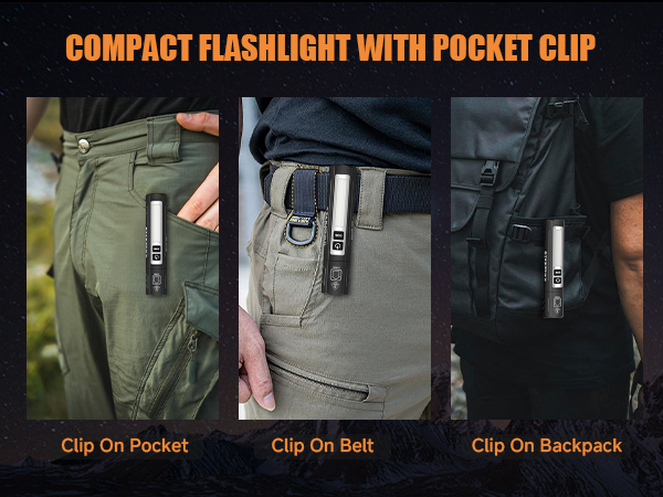 COMPACT FLASHLIGHT WITH POCKET CLIP