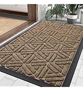 Smiry Front Door Mat Indoor Outdoor Entrance, Heavy Duty Natural Rubber Mat, Water Absorbent and ...