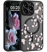Uioeua for iPhone 14 Pro Max Magnetic Flower Case,Cute Clear Frosted Floral Pattern Design with L...