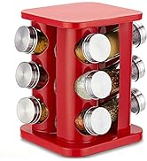 TINMIX Revolving Spice Rack Organizer with 12 Jars, Countertop Spice Seasoning Rack Tower with 12...