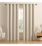 CUCRAF Light Beige Blackout Curtains 84 inch Length 2 Panels Set, Room Darkening Curtains & Drape...