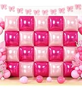 HILAVO Hot Pink Square Balloons Wall, 10 PCS Magenta Foil Balloons Wall Double Sided Pink Balloon...