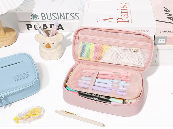 SUNEE Cute Pencil Case, Large Capacity Pencil Pouch, Big Storage Organizer for Stationery,