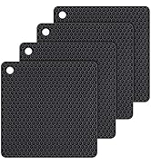 Silicone Trivet Mats Hot Mat - Hot Pads Robust Non Slip Coasters Heat Resistant Mats (Black)