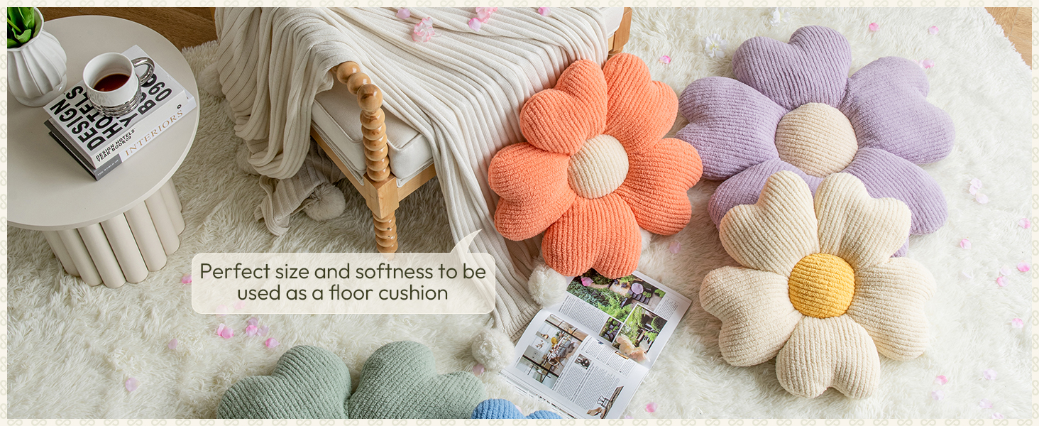 flower pillow floor pillow cushion for girls teens kids
