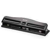 Enday 3 Hole Puncher for Binders - Black Premium Three Hole Punch. | 10 Sheets Capacity, Adjustab...