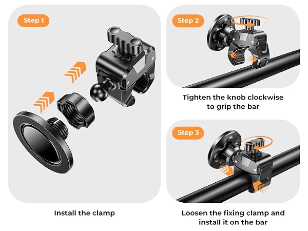 Simply hand-tighten the knob for a wobble-free fit on any bar-no tools required
