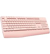 seenda Multi-Device Bluetooth Keyboard with Wrist Rest, Number Pad, Pink | Full-size keyboard for...