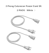2Pack 2 Prong Extension Cord 5ft,US Male/Female Power Cable for NEMA 5-15P to NEMA 5-15R(5FT) White