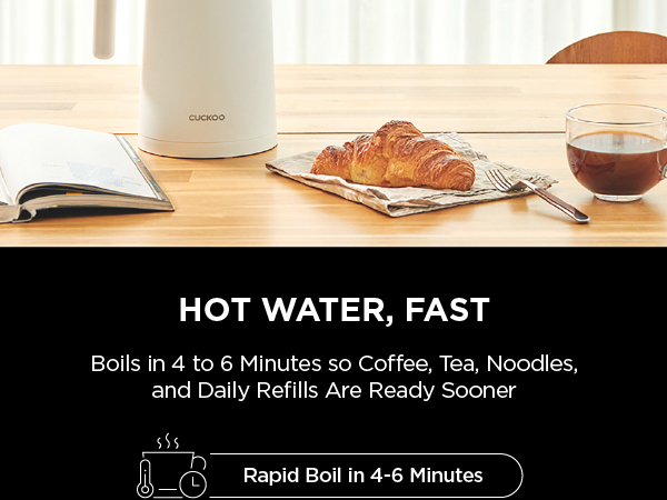 Stainless steel electric kettle 1.7L cordless hot water boiler for tea and coffee, CUCKOO countertop