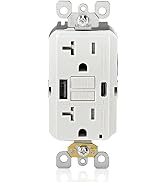 Leviton GUAC2-W 20A SmartlockPro Self-Test GFCI Combination with Type A & Type-C USB In-Wall, USB...
