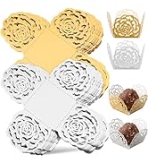 ULTECHNOVO 100Pcs Chocolate Truffle Wrappers Cups with Hollow-Out Flower Edge Design Decorative D...