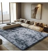 Shag Area Rug for Bedroom 5x8,Mottling Black Fluffy Area Rugs for Living Room,Soft Fuzzy Rug Non-...