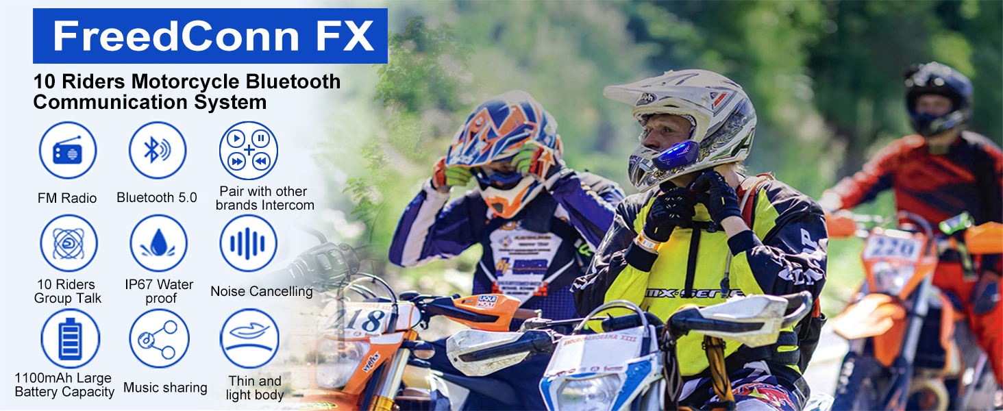 FreedConn FX 10 Riders Motorcycle Bluetooth Headset