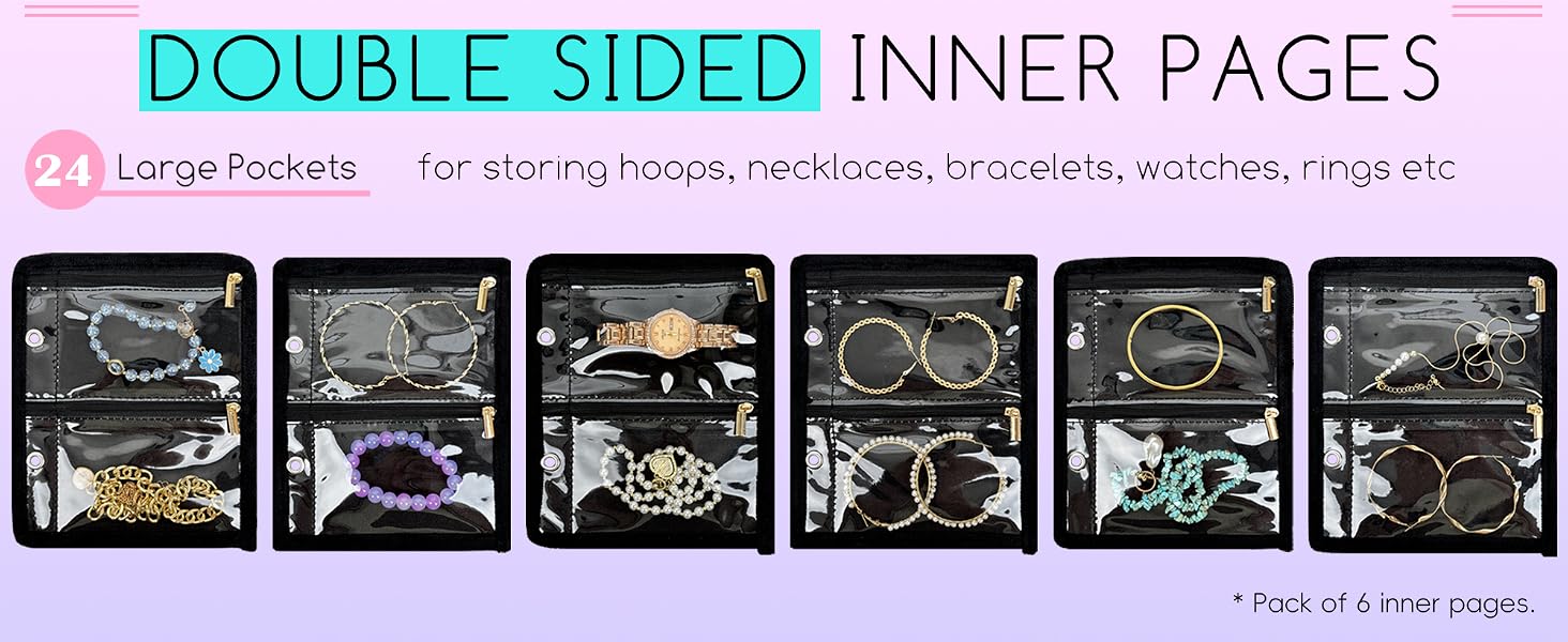 Inner pages for travel jewelry case