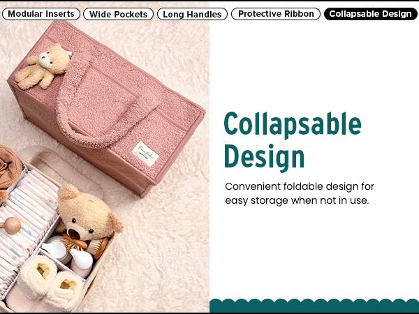 PeraBella Baby Diaper Caddy Organizer for Changing Table, Baby Storage Basket for Diapers