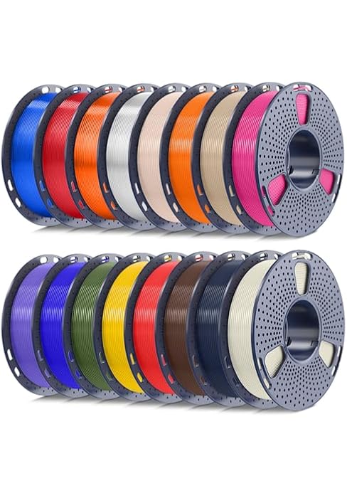 SUNLU PLA+ Filament 1.75mm, 16 Pack 250g Spools, Upgraded Formula | BoneWhite+Midnight+Brown+Red+...